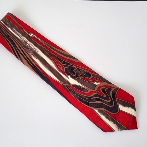 Vintage Zeidler & Zeidler 100% Silk Men's Neck Tie Red  &Tan & Grey - Picture 2 of 8